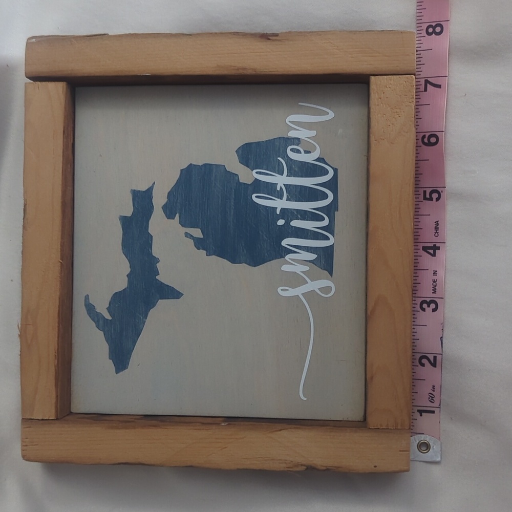 WoodWall Art with Blue State Of Michigan Design - Picture 8 of 9